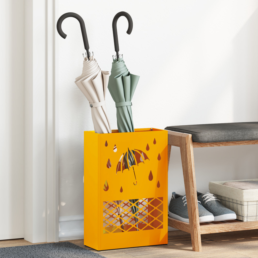 Produktbild för Regn Paraplyställ Senapsgul 28 x 12 x 41 cm Stål