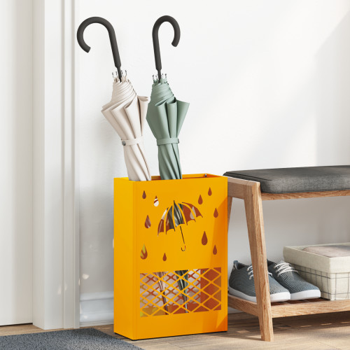 vidaXL Regn Paraplyställ Senapsgul 28 x 12 x 41 cm Stål