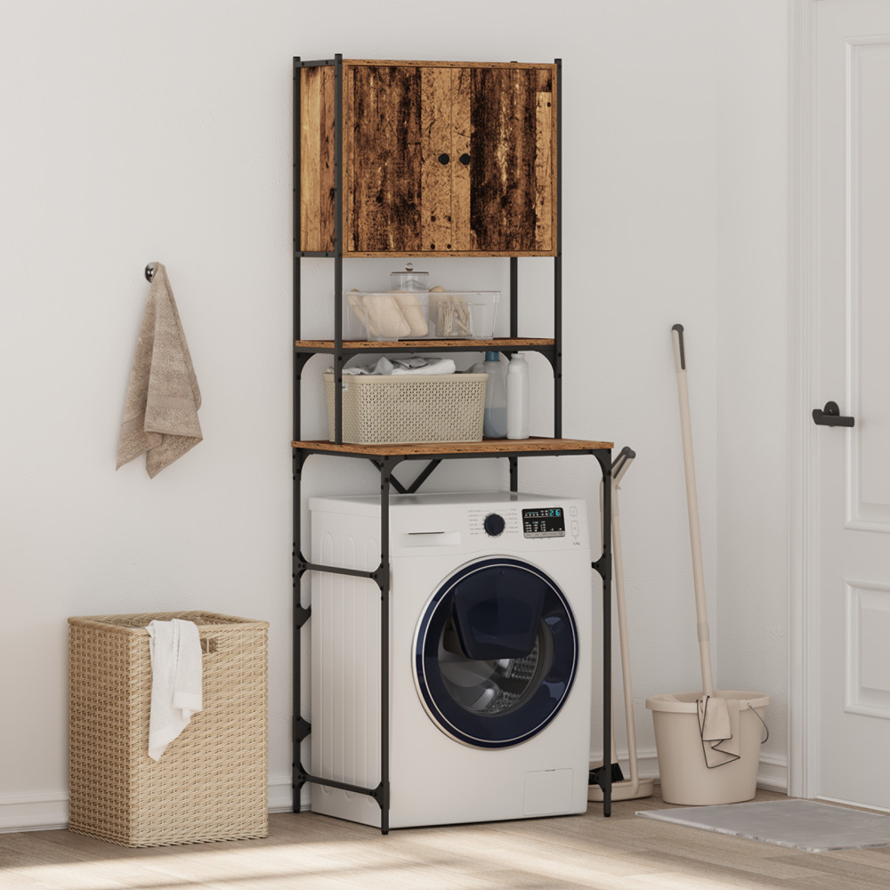 Produktbild för Tvättmaskinskåp Gammalt trä 68 x 48,5 x 194 cm Konstruerat trä