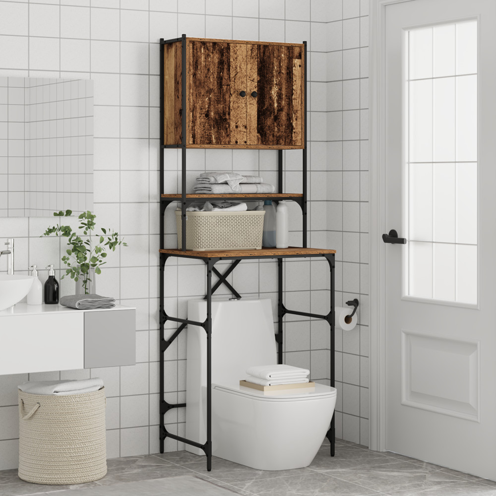Produktbild för Tvättmaskinskåp Gammalt trä 68 x 48,5 x 194 cm Konstruerat trä
