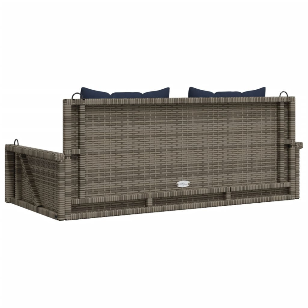 Produktbild för Gungbänk med kuddar grå 119x56x48 cm polyrotting