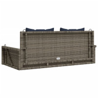 Produktbild för Gungbänk med kuddar grå 119x56x48 cm polyrotting