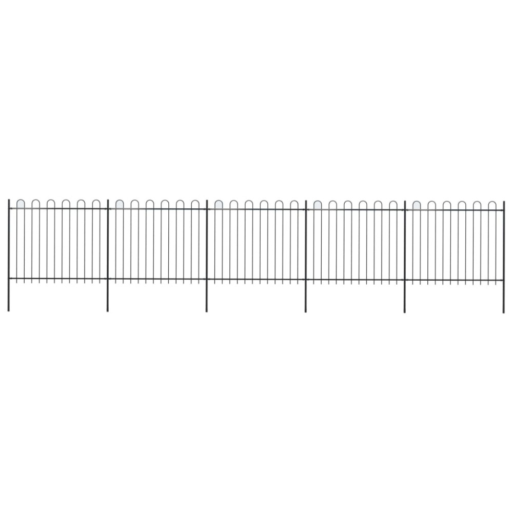 Produktbild för Trädgårdsstaket med bågeöverdel stål 892,5x150 cm svart