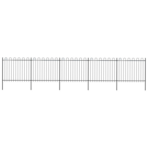 vidaXL Trädgårdsstaket med bågeöverdel stål 892,5x150 cm svart