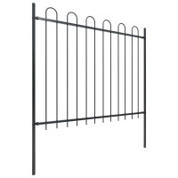 Produktbild för Trädgårdsstaket med bågeöverdel stål 892,5x150 cm svart