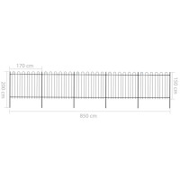 Produktbild för Trädgårdsstaket med bågeöverdel stål 892,5x150 cm svart