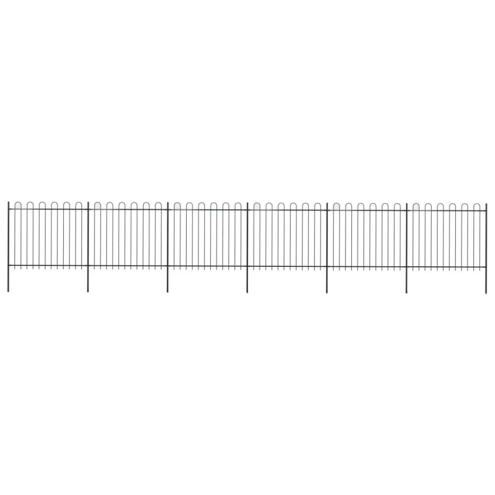 Produktbild för Trädgårdsstaket med bågeöverdel stål 1070x150 cm svart
