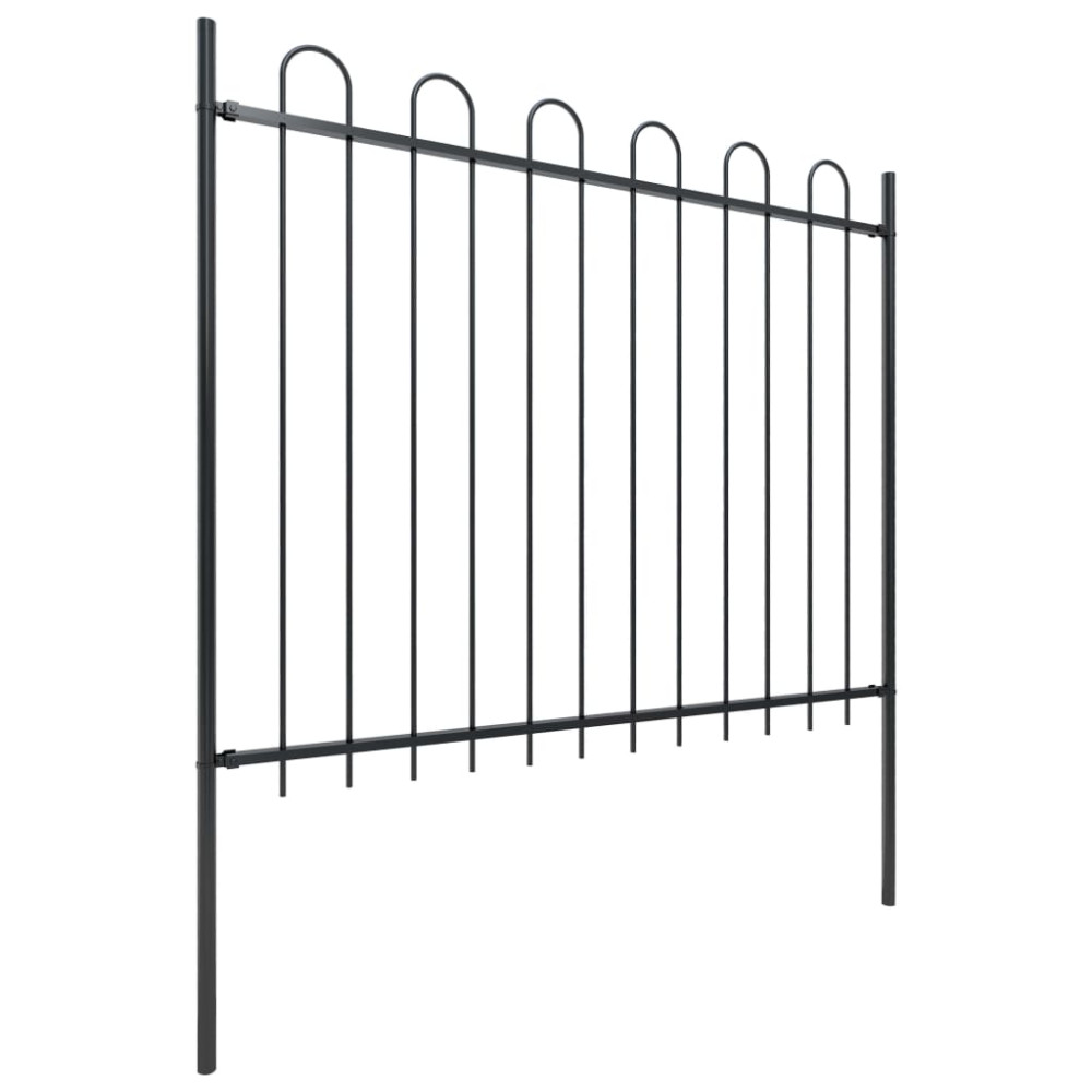 Produktbild för Trädgårdsstaket med bågeöverdel stål 1070x150 cm svart