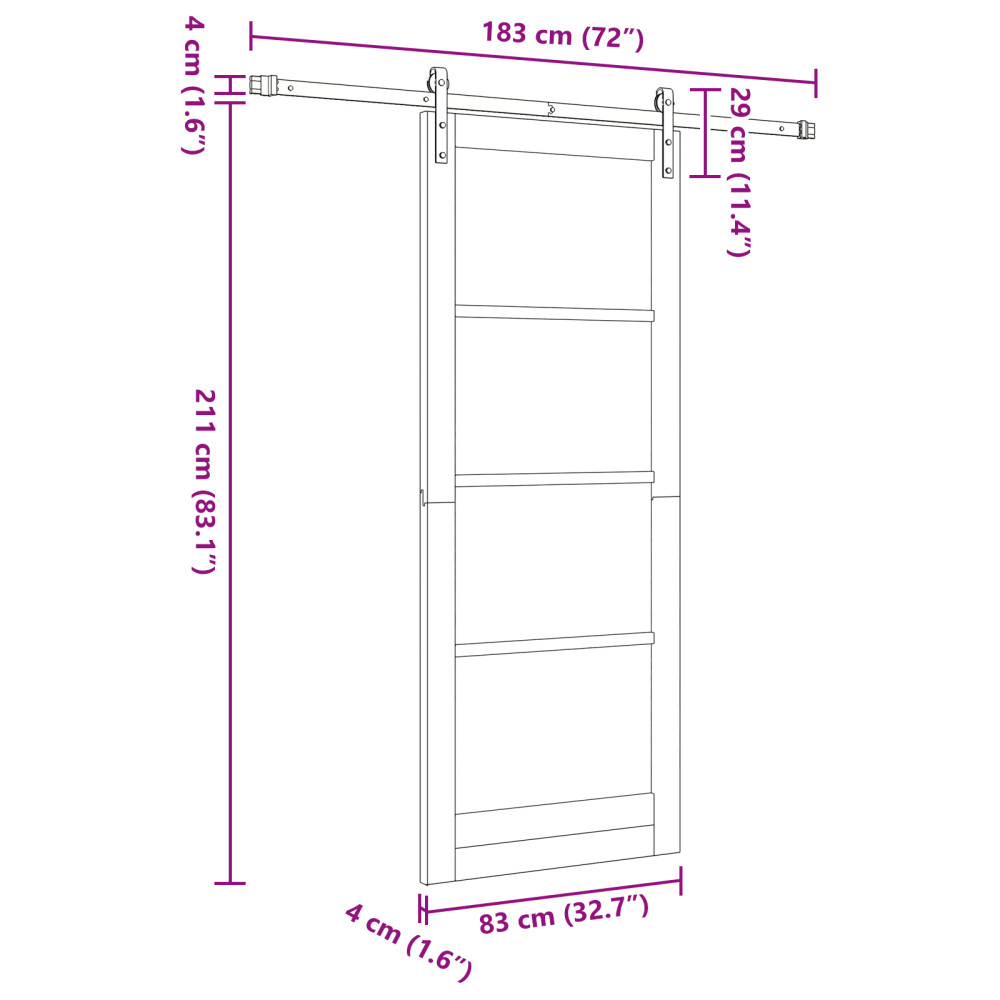 Produktbild för Skjutdörr ORKDAL Vit och svart 83 x 211 cm
