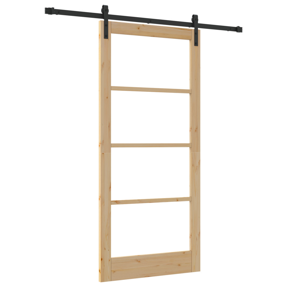 Produktbild för Skjutdörr ORKDAL Naturlig och svart 93 x 202 cm