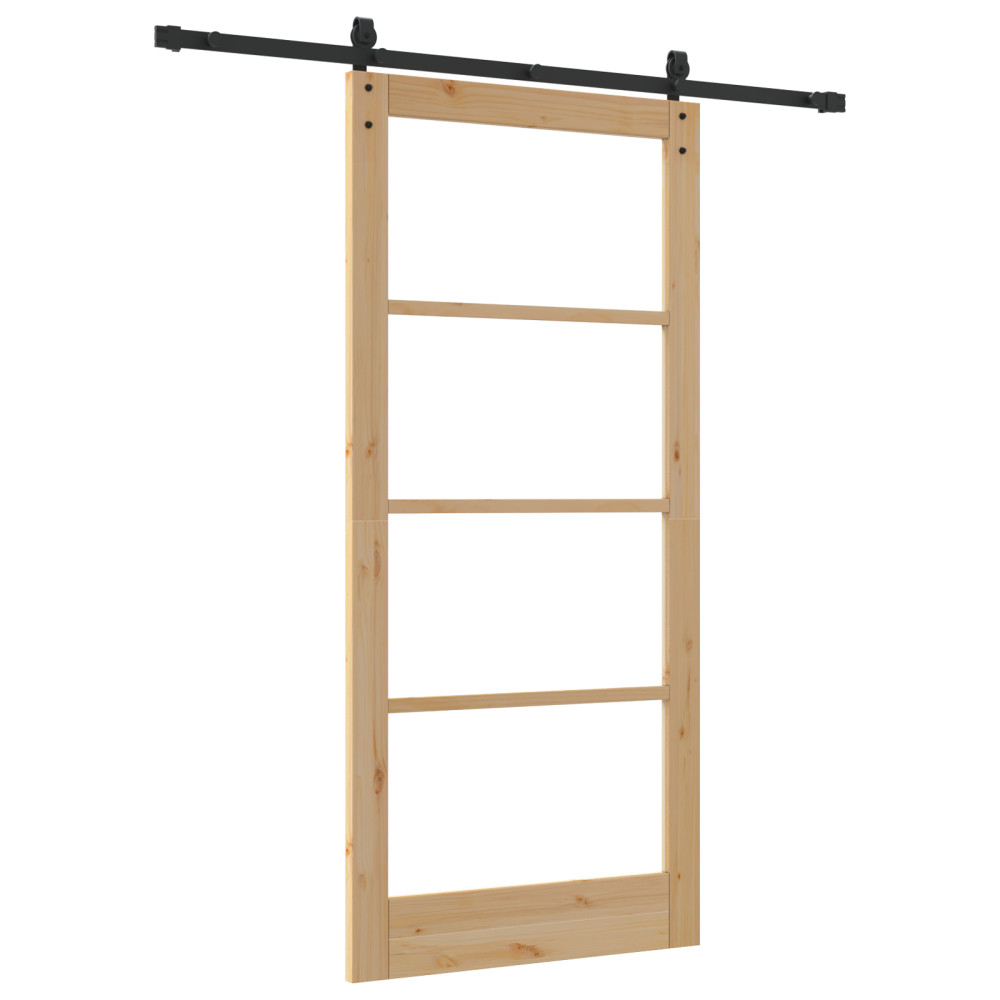Produktbild för Skjutdörr ORKDAL Naturlig och svart 93 x 202 cm