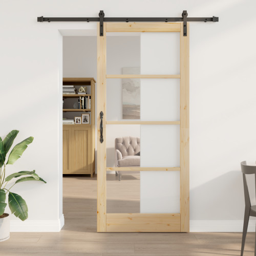 vidaXL Skjutdörr ORKDAL Naturlig och svart 93 x 211 cm