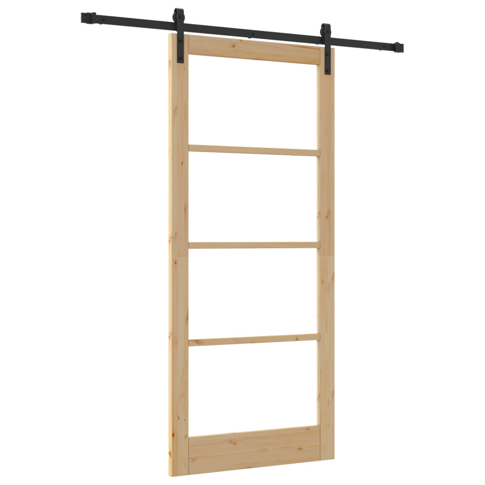 Produktbild för Skjutdörr ORKDAL Naturlig och svart 93 x 211 cm