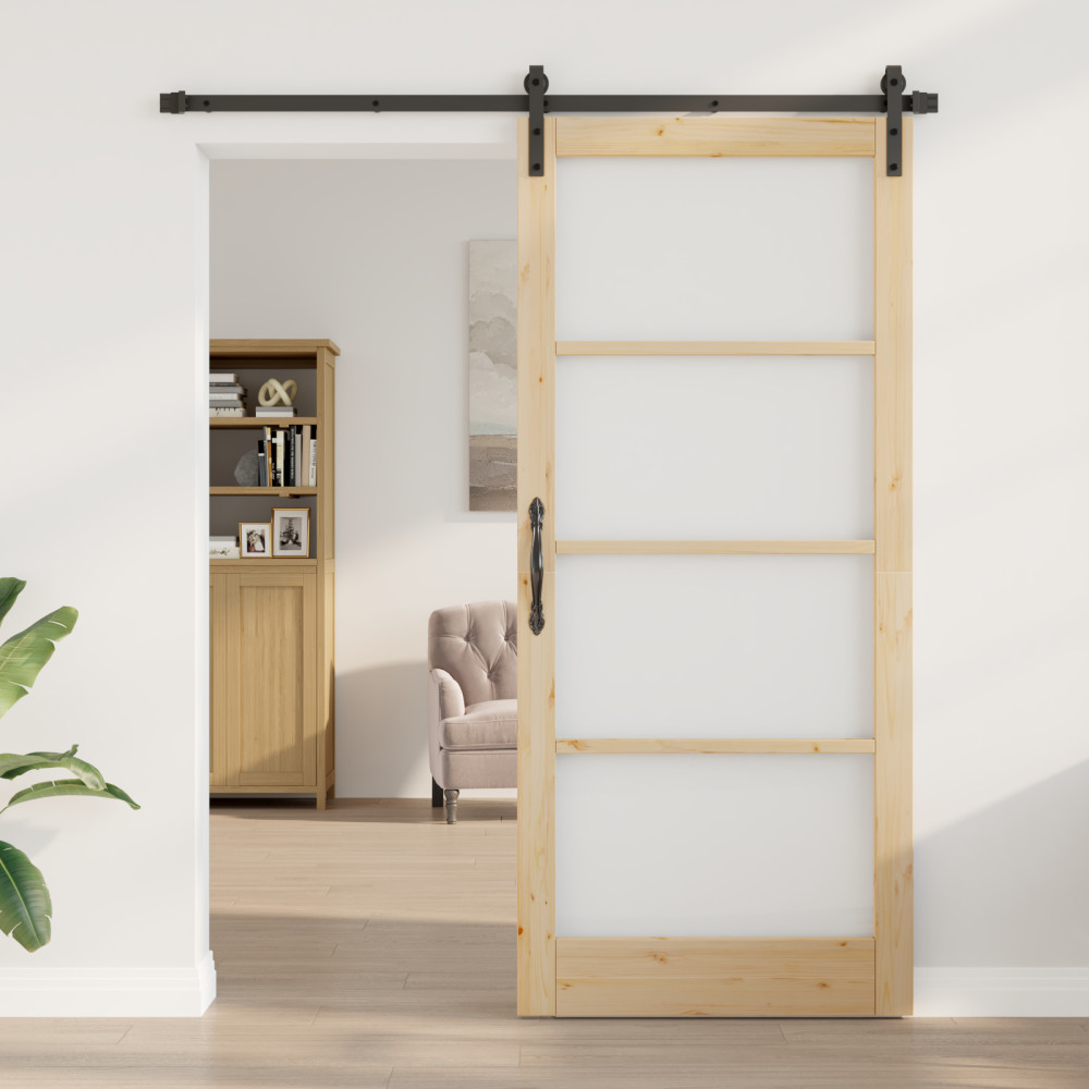 Produktbild för Skjutdörr ORKDAL Naturlig och svart 93 x 211 cm