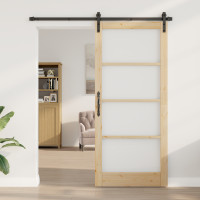 Produktbild för Skjutdörr ORKDAL Naturlig och svart 93 x 211 cm