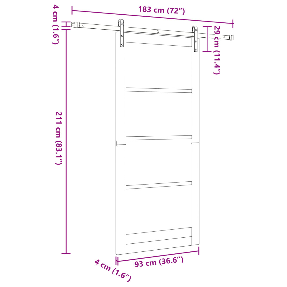 Produktbild för Skjutdörr ORKDAL Vit och svart 93 x 211 cm