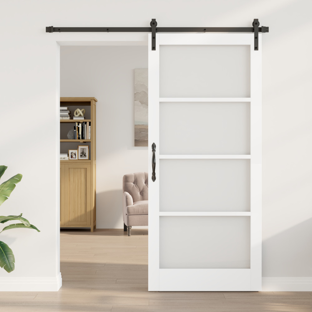 Produktbild för Skjutdörr ORKDAL Vit och svart 93 x 211 cm
