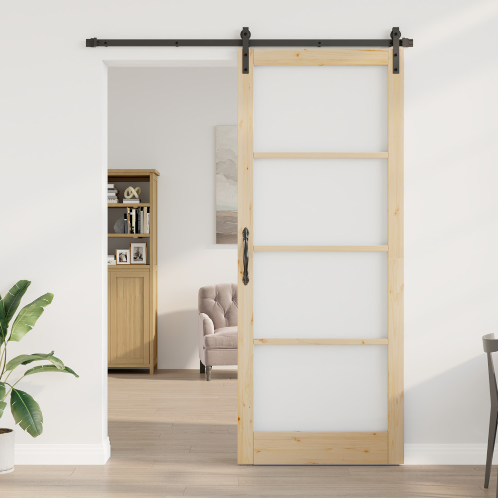 Produktbild för Skjutdörr ORKDAL Naturlig och svart 93 x 232 cm