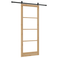 Produktbild för Skjutdörr ORKDAL Naturlig och svart 93 x 232 cm