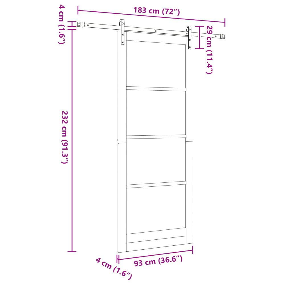 Produktbild för Skjutdörr ORKDAL Vit och svart 93 x 232 cm