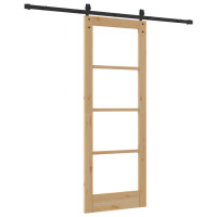 Produktbild för Skjutdörr ORKDAL Naturlig och svart 73,5 x 198,5 cm