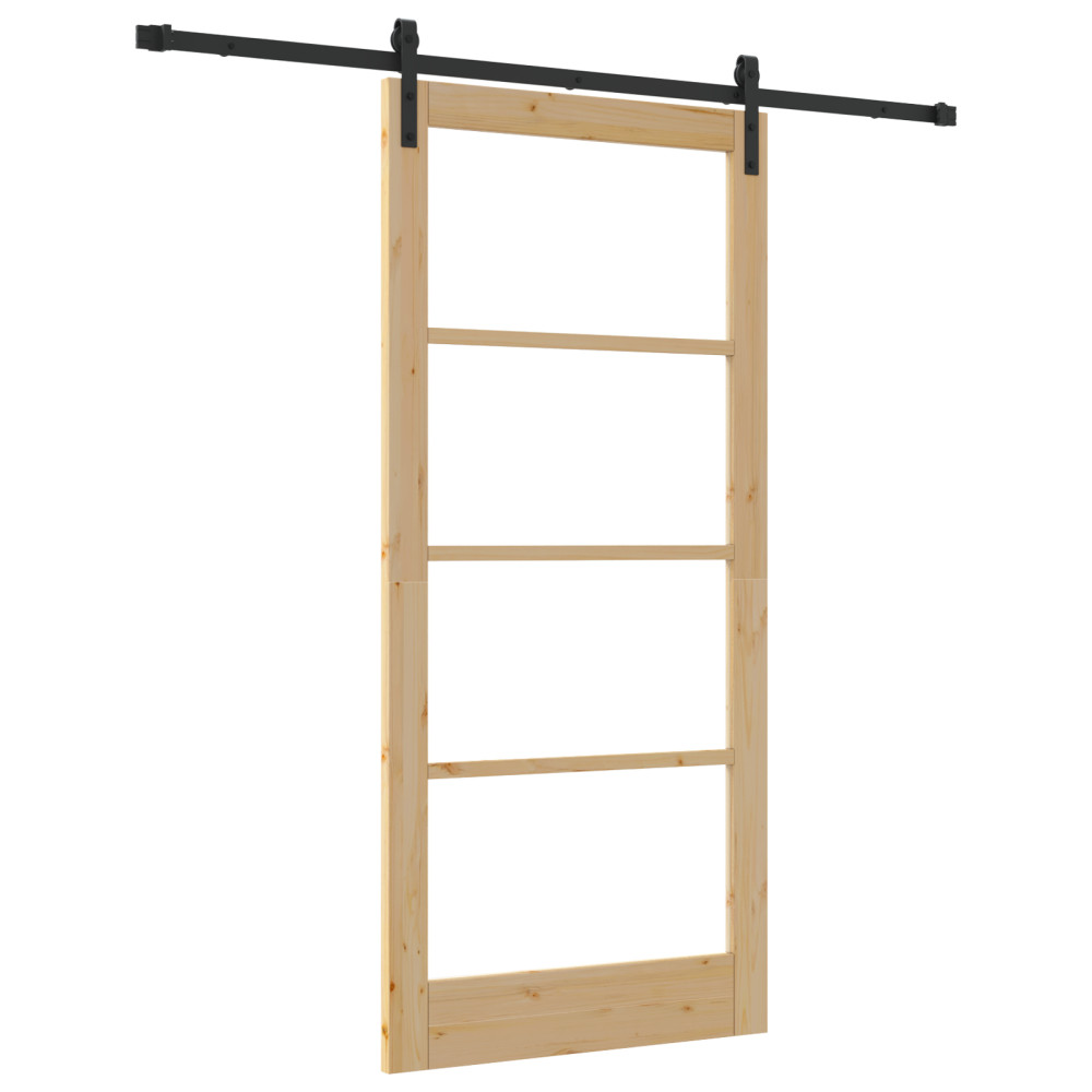 Produktbild för Skjutdörr ORKDAL Naturlig och svart 93 x 202 cm