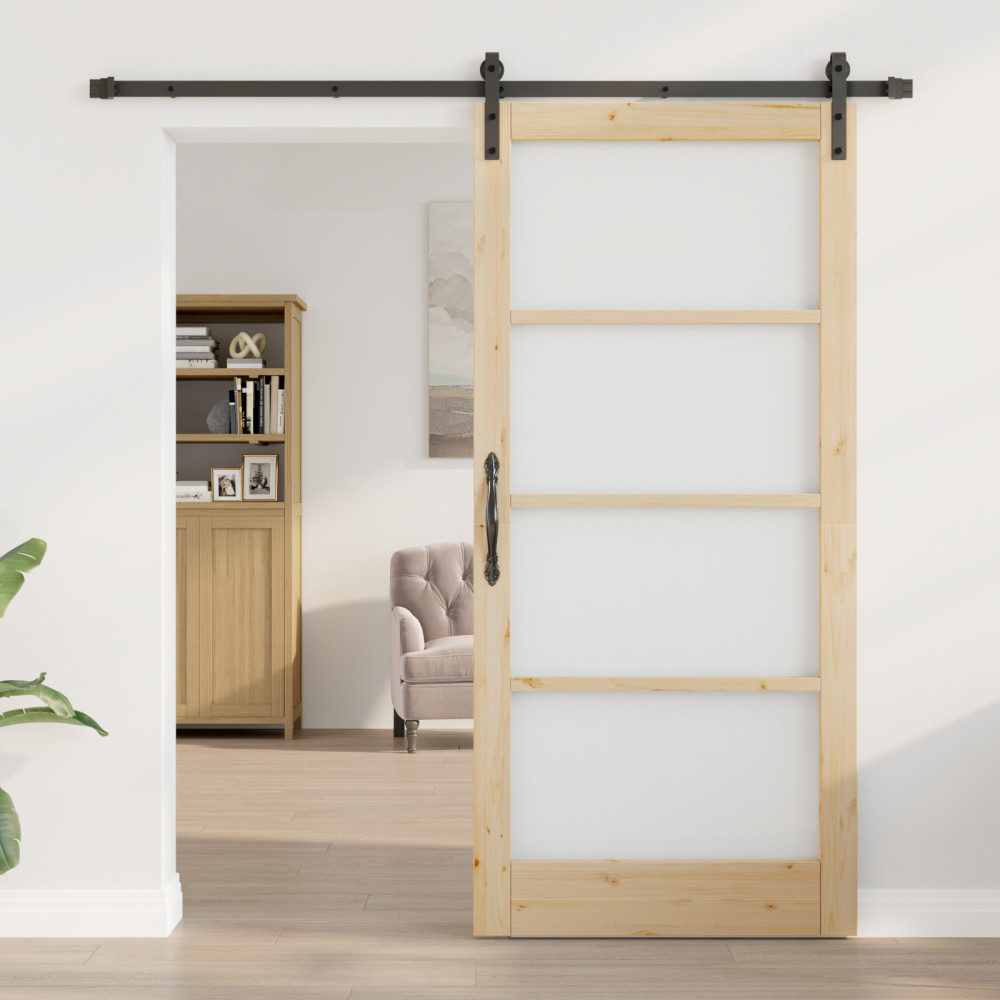 Produktbild för Skjutdörr ORKDAL Naturlig och svart 93 x 202 cm