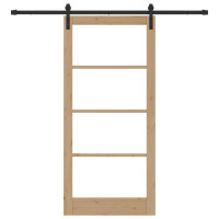 Produktbild för Skjutdörr ORKDAL Naturlig och svart 93 x 202 cm