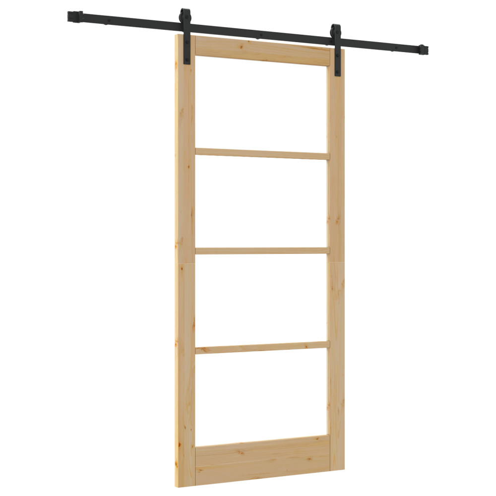 Produktbild för Skjutdörr ORKDAL Naturlig och svart 93 x 211 cm