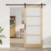 Produktbild för Skjutdörr ORKDAL Naturlig och svart 93 x 211 cm