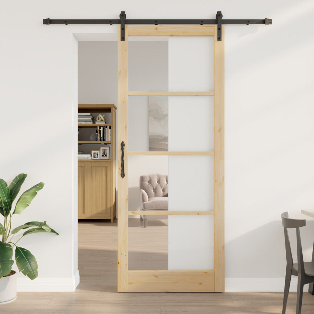 Produktbild för Skjutdörr ORKDAL Naturlig och svart 93 x 232 cm