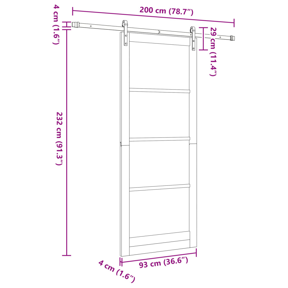 Produktbild för Skjutdörr ORKDAL Vit och svart 93 x 232 cm