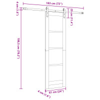 Produktbild för Skjutdörr ORKDAL Vit 61 x 198,5 cm Massivt tallträ och glas