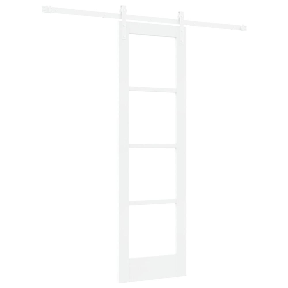 Produktbild för Skjutdörr ORKDAL Vit 61 x 198,5 cm Massivt tallträ och glas
