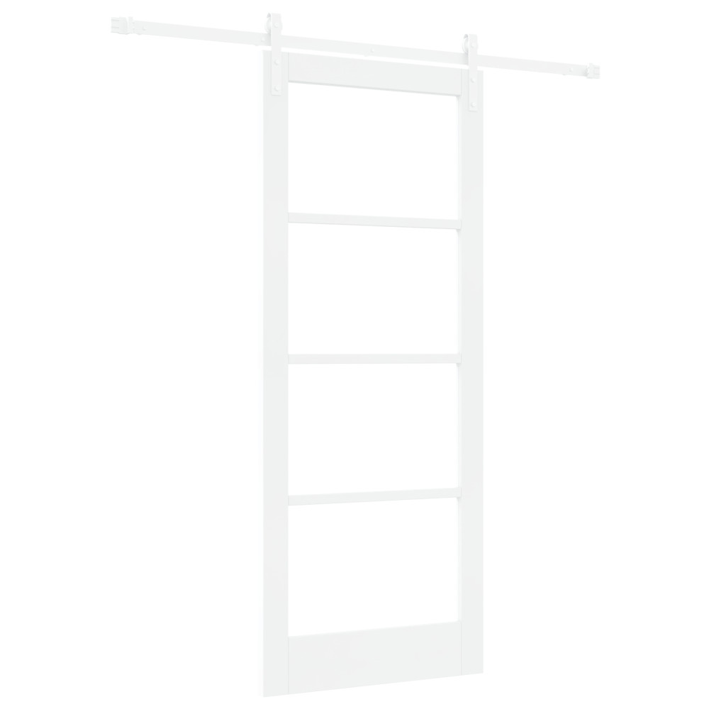 Produktbild för Skjutdörr ORKDAL Vit 83 x 202 cm Massivt tallträ och glas