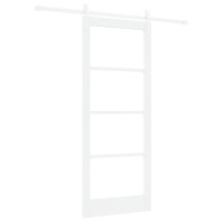 Produktbild för Skjutdörr ORKDAL Vit 83 x 202 cm Massivt tallträ och glas