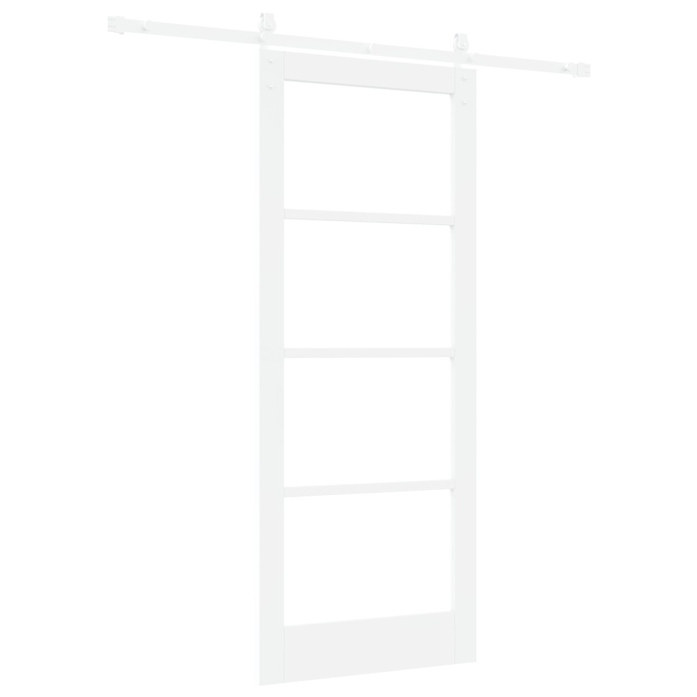 Produktbild för Skjutdörr ORKDAL Vit 83 x 202 cm Massivt tallträ och glas