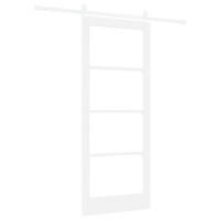 Produktbild för Skjutdörr ORKDAL Vit 83 x 202 cm Massivt tallträ och glas