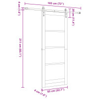 Produktbild för Skjutdörr ORKDAL Vit 83 x 211 cm Massivt tallträ och glas