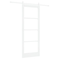Produktbild för Skjutdörr ORKDAL Vit 83 x 211 cm Massivt tallträ och glas