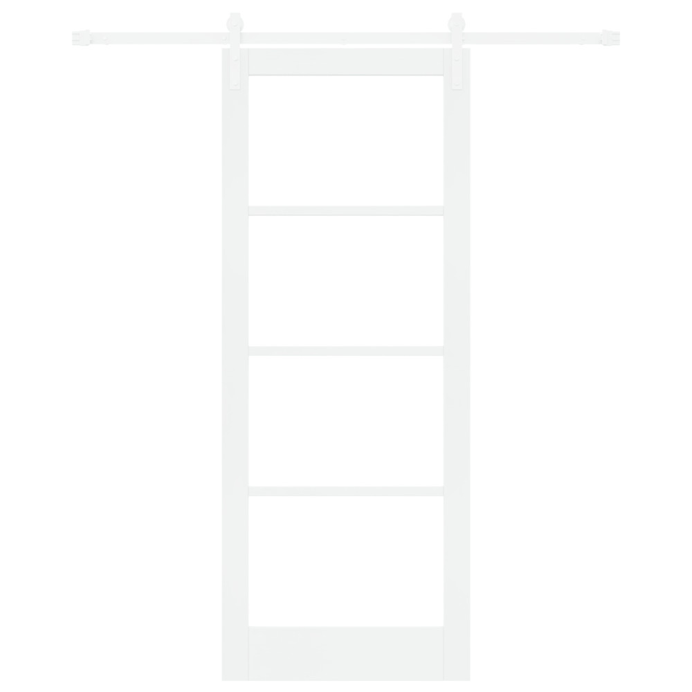Produktbild för Skjutdörr ORKDAL Vit 83 x 211 cm Massivt tallträ och glas