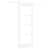 Produktbild för Skjutdörr ORKDAL Vit 83 x 211 cm Massivt tallträ och glas