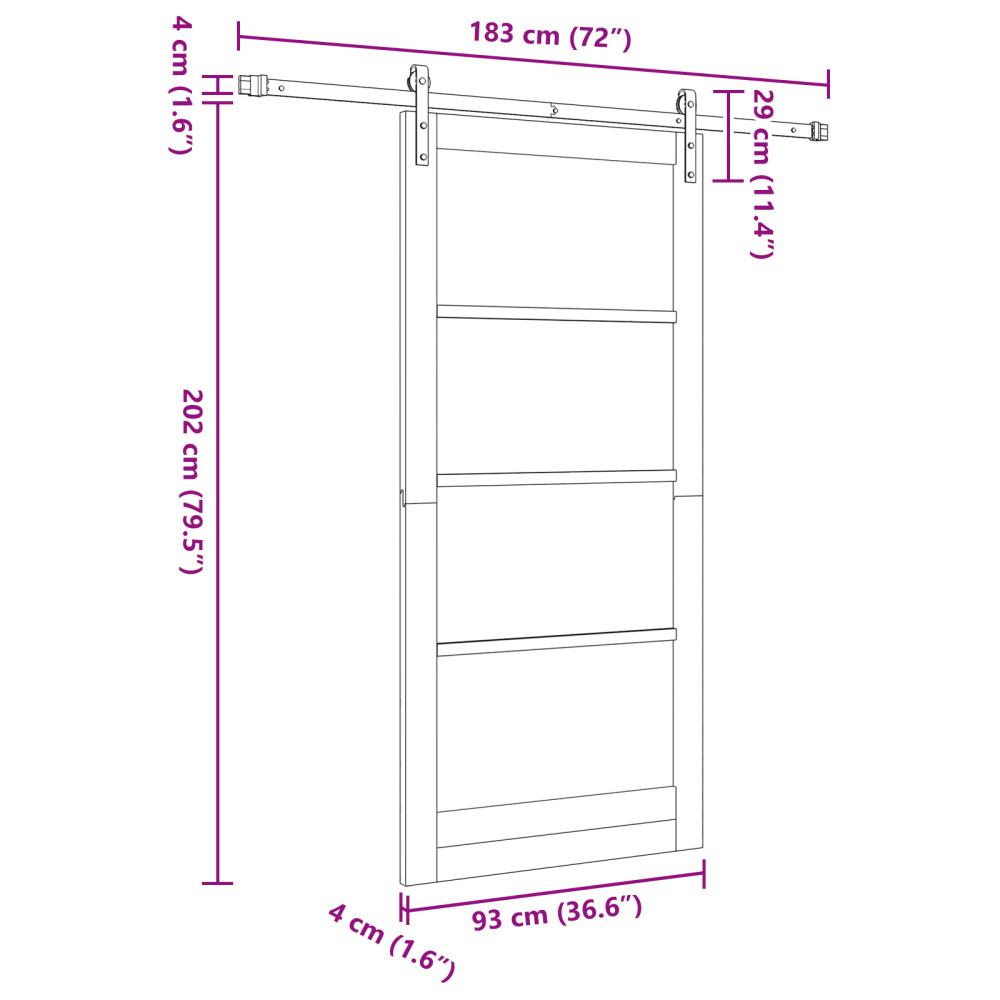 Produktbild för Skjutdörr ORKDAL Naturfärg 93 x 202 cm Massivt tallträ och glas