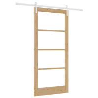Produktbild för Skjutdörr ORKDAL Naturfärg 93 x 202 cm Massivt tallträ och glas
