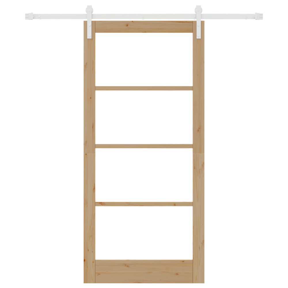 Produktbild för Skjutdörr ORKDAL Naturfärg 93 x 202 cm Massivt tallträ och glas