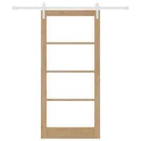 Produktbild för Skjutdörr ORKDAL Naturfärg 93 x 202 cm Massivt tallträ och glas