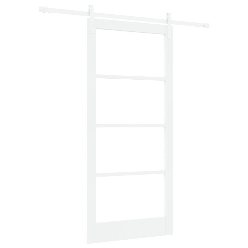 Produktbild för Skjutdörr ORKDAL Vit 93 x 202 cm Massivt tallträ och glas