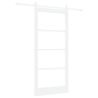 Produktbild för Skjutdörr ORKDAL Vit 93 x 202 cm Massivt tallträ och glas