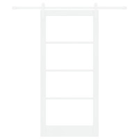 Produktbild för Skjutdörr ORKDAL Vit 93 x 202 cm Massivt tallträ och glas