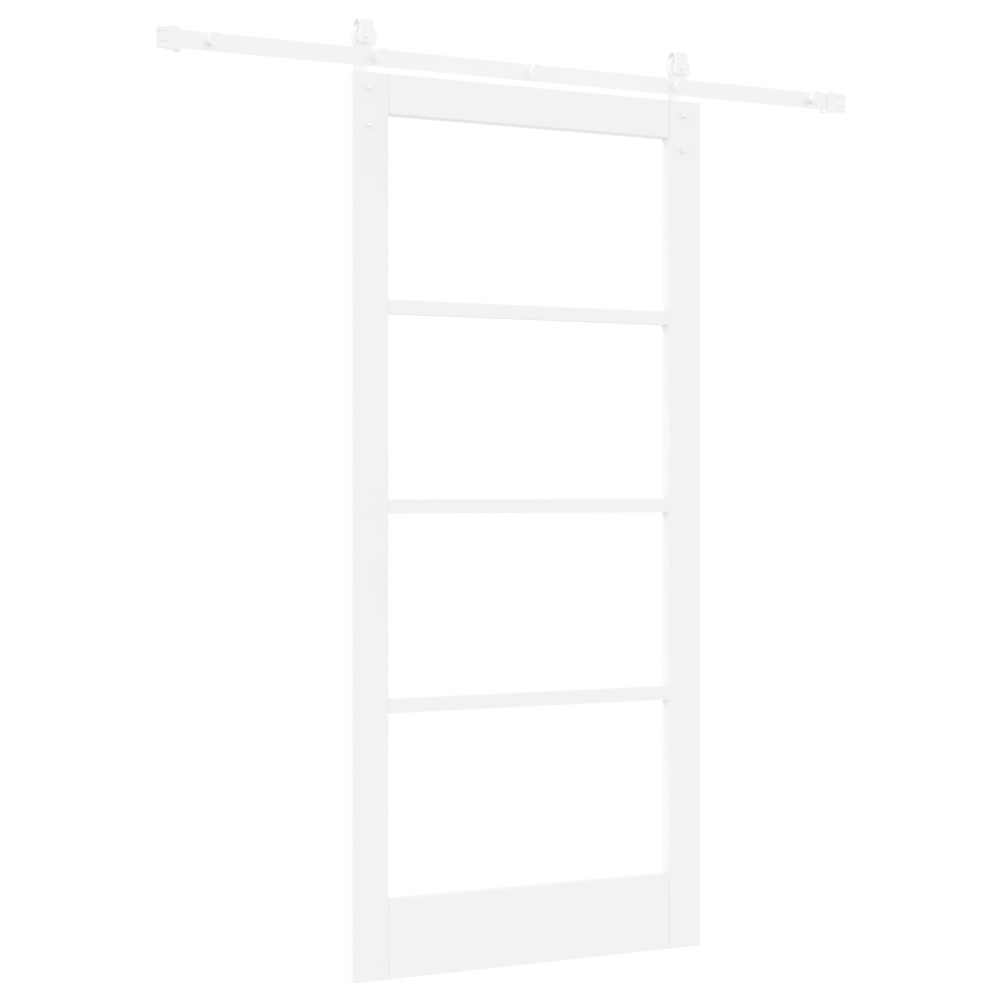 Produktbild för Skjutdörr ORKDAL Vit 93 x 202 cm Massivt tallträ och glas